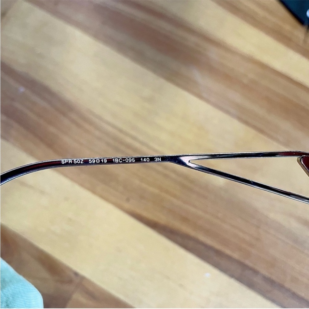 NWOT Prada – Cat Eye Sunglasses Triangle Logo – Silver Purple Gradient – Sz OS - Picture 10 of 13